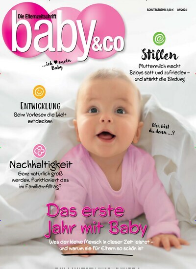 Titelbild der Ausgabe 2/2024 von Baby & Co.. Diese Zeitschrift und viele weitere Elternzeitschriften und Tierzeitschriften als Abo oder epaper bei United Kiosk online kaufen.