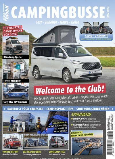 Titelbild der Ausgabe 1/2024 von promobil Campingbusse. Diese Zeitschrift und viele weitere Automagazine und Motorradzeitschriften als Abo oder epaper bei United Kiosk online kaufen.