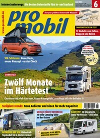 Titelbild der Ausgabe 6/2024 von promobil. Diese Zeitschrift und viele weitere Automagazine und Motorradzeitschriften als Abo oder epaper bei United Kiosk online kaufen.