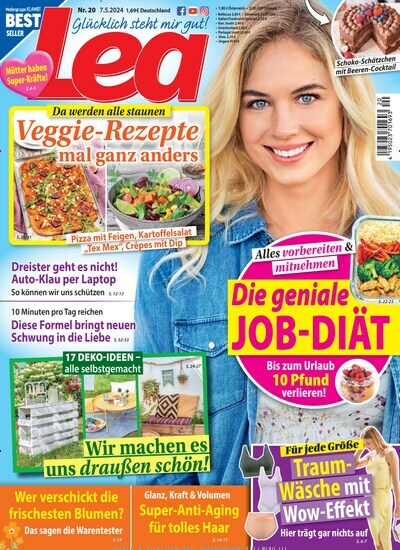 Titelbild der Ausgabe 20/2024 von Lea. Diese Zeitschrift und viele weitere Frauenzeitschriften als Abo oder epaper bei United Kiosk online kaufen.