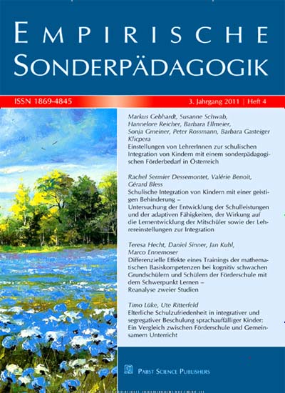 Titelbild von Empirische Sonderpädagogik. Diese Zeitschrift und viele weitere Zeitschriften für Pädagogik als Abo oder epaper bei United Kiosk online kaufen.