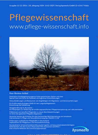 Titelbild von Pflegewissenschaft. Diese Zeitschrift und viele weitere Pflegezeitschriften und medizinische Fachzeitschriften als Abo oder epaper bei United Kiosk online kaufen.