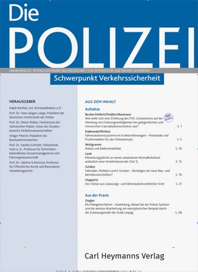 Die Polizei Titelbild der aktuellen Ausgabe Aktuelles Titelbild von Die Polizei. Entdecken Sie jetzt die aktuelle Ausgabe. Lesen Sie gerne Jurazeitschriften und Zeitschriften für Verwaltung? Dann empfehlen wir Ihnen Die Polizei als Abo oder Geschenkabo.