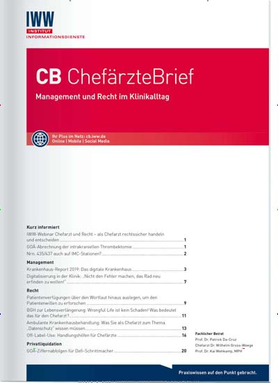 CB ChefärzteBrief Titelbild der aktuellen Ausgabe Aktuelles Titelbild von CB ChefärzteBrief. Entdecken Sie jetzt die aktuelle Ausgabe. Lesen Sie gerne Pflegezeitschriften und medizinische Fachzeitschriften? Dann empfehlen wir Ihnen CB ChefärzteBrief als Abo oder Geschenkabo.