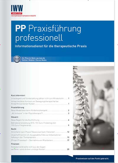 PP Praxisführung professionell Titelbild der aktuellen Ausgabe Aktuelles Titelbild von PP Praxisführung professionell. Entdecken Sie jetzt die aktuelle Ausgabe. Lesen Sie gerne Businessmagazine? Dann empfehlen wir Ihnen PP Praxisführung professionell als Abo oder Geschenkabo.