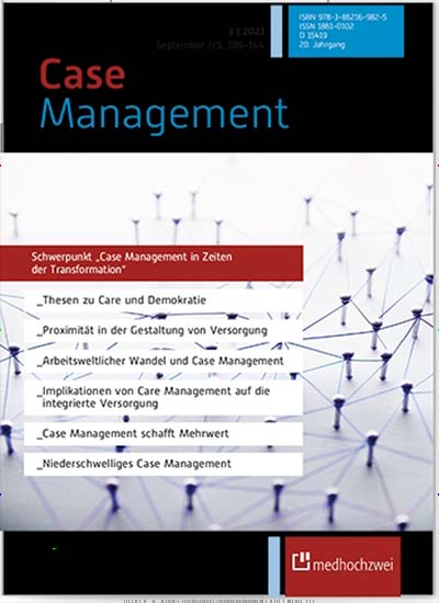 Titelbild der Ausgabe 3/2022 von CM - Case Management. Diese Zeitschrift und viele weitere Pflegezeitschriften und medizinische Fachzeitschriften als Abo oder epaper bei United Kiosk online kaufen.