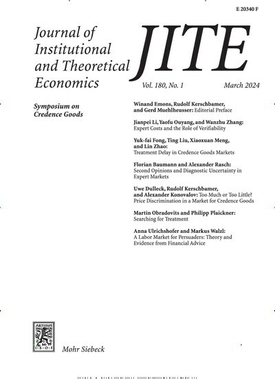 Titelbild der Ausgabe 1/2021 von Journal of Institutional and Theoretical Economics (JITE). Diese Zeitschrift und viele weitere Businessmagazine als Abo oder epaper bei United Kiosk online kaufen.