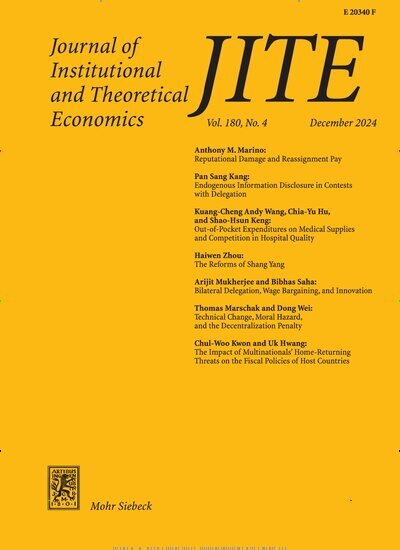 Titelbild der Ausgabe 1/2021 von Journal of Institutional and Theoretical Economics (JITE). Diese Zeitschrift und viele weitere Businessmagazine als Abo oder epaper bei United Kiosk online kaufen.