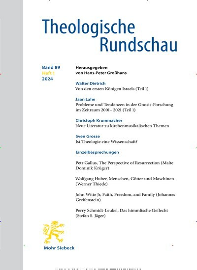 Titelbild der Ausgabe 1/2021 von Theologische Rundschau (ThR). Diese Zeitschrift und viele weitere Kunstmagazine und Kulturmagazine als Abo oder epaper bei United Kiosk online kaufen.