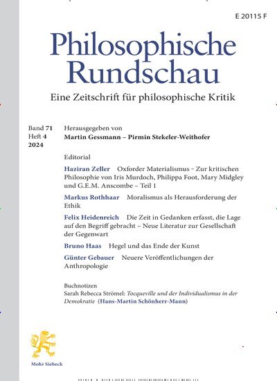 Titelbild der Ausgabe 1/2021 von Philosophische Rundschau (PhR). Diese Zeitschrift und viele weitere Wissenschaftsmagazine als Abo oder epaper bei United Kiosk online kaufen.