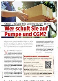 Titelbild der Ausgabe 11/2019 von Große Umfrage mit Verlosung zum Thema: Wer schult Sie auf Pumpe und CGM?. Zeitschriften als Abo oder epaper bei United Kiosk online kaufen.