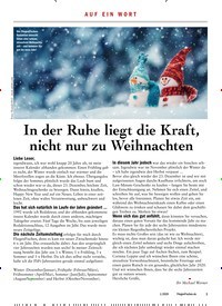 Titelbild der Ausgabe 10/2020 von AUF EIN WORT: In der Ruhe liegt die Kraft, nicht nur zu Weihnachten. Zeitschriften als Abo oder epaper bei United Kiosk online kaufen.