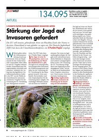 Titelbild der Ausgabe 70/2018 von AKTUELL: 5-PUNKTE-PAPIER ZUM MANAGEMENT INVASIVER ARTEN: Stärkung der Jagd auf Invasoren gefordert. Zeitschriften als Abo oder epaper bei United Kiosk online kaufen.