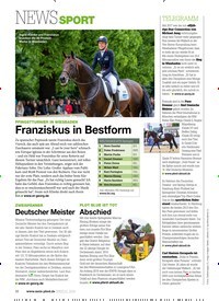 Titelbild der Ausgabe 71/2019 von NEWSSPORT: PFINGSTTURNIER IN WIESBADEN Franziskus in Bestform. Zeitschriften als Abo oder epaper bei United Kiosk online kaufen.