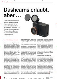 Titelbild der Ausgabe 8/2018 von Dashcams: Dashcams erlaubt, aber …. Zeitschriften als Abo oder epaper bei United Kiosk online kaufen.