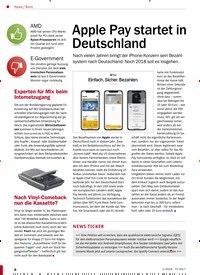 Titelbild der Ausgabe 1/2019 von Bunt: Apple Pay startet in Deutschland. Zeitschriften als Abo oder epaper bei United Kiosk online kaufen.
