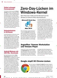 Titelbild der Ausgabe 5/2019 von Sicherheit: Zero-Day-Lücken im Windows-Kernel. Zeitschriften als Abo oder epaper bei United Kiosk online kaufen.