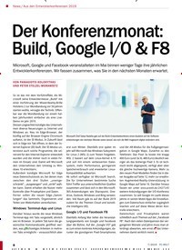 Titelbild der Ausgabe 7/2019 von Der Konferenzmonat: Build, Google I/O & F8. Zeitschriften als Abo oder epaper bei United Kiosk online kaufen.