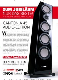 Titelbild der Ausgabe 4/2019 von ZUM JUBILÄUM NUR DAS BESTE! 45 JAHRE CANTON // 40 JAHRE AUDIO. Zeitschriften als Abo oder epaper bei United Kiosk online kaufen.