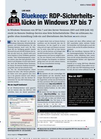 Titelbild der Ausgabe 8/2019 von LIVE HACK: Bluekeep: RDP-Sicherheitslücke in Windows XP bis 7. Zeitschriften als Abo oder epaper bei United Kiosk online kaufen.
