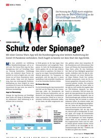 Titelbild der Ausgabe 7/2020 von CORONA-WARN-APP: Schutz oder Spionage?. Zeitschriften als Abo oder epaper bei United Kiosk online kaufen.