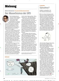 Titelbild der Ausgabe 13/2019 von Meinung: Der Masochismus der SPD. Zeitschriften als Abo oder epaper bei United Kiosk online kaufen.