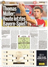 Titelbild der Ausgabe 26/2025 von Thomas Müller: Heute letztes Bayern-Spiel?. Zeitschriften als Abo oder epaper bei United Kiosk online kaufen.