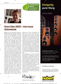 Titelbild der Ausgabe 5/2022 von HIGH END 2022 – EIN PAAR GEDANKEN. Zeitschriften als Abo oder epaper bei United Kiosk online kaufen.