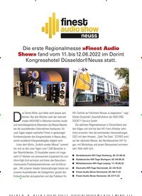 Titelbild der Ausgabe 8/2022 von Die erste Regionalmesse »Finest Audio Show» fand vom 11. bis 12.06.2022 im Dorint Kongresshotel Düsseldorf/Neuss statt.. Zeitschriften als Abo oder epaper bei United Kiosk online kaufen.