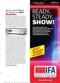 Titelbild der Ausgabe 9/2022 von Neuer, ausbaufähiger CD-Spieler von Ayre Acoustics. Zeitschriften als Abo oder epaper bei United Kiosk online kaufen.