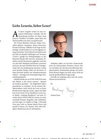 Titelbild der Ausgabe 2/2021 von FOYER: Liebe Leserin, lieber Leser!. Zeitschriften als Abo oder epaper bei United Kiosk online kaufen.