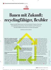 Titelbild der Ausgabe 5/2021 von Bauen mit Zukunft: recyclingfähiger, flexibler. Zeitschriften als Abo oder epaper bei United Kiosk online kaufen.