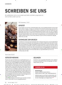 Titelbild der Ausgabe 9/2017 von LESERBRIEFE: SCHREIBEN SIE UNS. Zeitschriften als Abo oder epaper bei United Kiosk online kaufen.