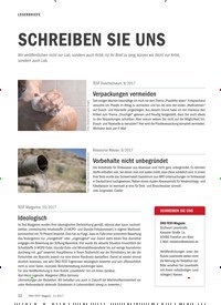 Titelbild der Ausgabe 11/2017 von LESERBRIEFE: SCHREIBEN SIE UNS. Zeitschriften als Abo oder epaper bei United Kiosk online kaufen.