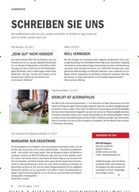 Titelbild der Ausgabe 1/2018 von LESERBRIEFE : SCHREIBEN SIE UNS. Zeitschriften als Abo oder epaper bei United Kiosk online kaufen.