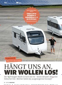 Titelbild der Ausgabe 1/2018 von VERGLEICH: REISECARAVANS HÄNGT UNS AN, WIR WOLLEN LOS!. Zeitschriften als Abo oder epaper bei United Kiosk online kaufen.