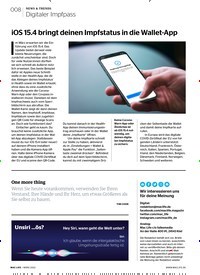 Titelbild der Ausgabe 4/2022 von iOS 15.4 bringt deinen Impfstatus in die Wallet-App. Zeitschriften als Abo oder epaper bei United Kiosk online kaufen.