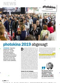 Titelbild der Ausgabe 2/2019 von photokina 2019 abgesagt. Zeitschriften als Abo oder epaper bei United Kiosk online kaufen.