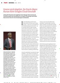 Titelbild der Ausgabe 49/2018 von Greene wird abgelöst, Ex-Oracle-Mann Kurian führt Googles Cloud-Geschäft. Zeitschriften als Abo oder epaper bei United Kiosk online kaufen.