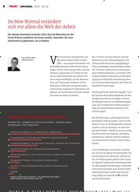 Titelbild der Ausgabe 33/2020 von Im New Normal verändert sich vor allem die Welt der Arbeit. Zeitschriften als Abo oder epaper bei United Kiosk online kaufen.