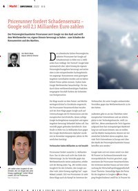 Titelbild der Ausgabe 8/2022 von Pricerunner fordert Schadensersatz – Google soll 2,1 Milliarden Euro zahlen. Zeitschriften als Abo oder epaper bei United Kiosk online kaufen.