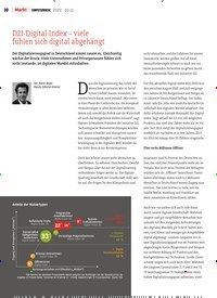 Titelbild der Ausgabe 10/2022 von D21-Digital-Index – viele fühlen sich digital abgehängt. Zeitschriften als Abo oder epaper bei United Kiosk online kaufen.