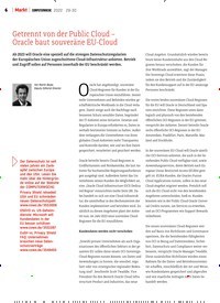 Titelbild der Ausgabe 29/2022 von Getrennt von der Public Cloud – Oracle baut souveräne EU-Cloud. Zeitschriften als Abo oder epaper bei United Kiosk online kaufen.