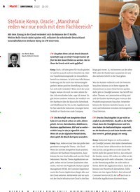 Titelbild der Ausgabe 31/2022 von Stefanie Kemp, Oracle: „Manchmal reden wir nur noch mit dem Fachbereich“. Zeitschriften als Abo oder epaper bei United Kiosk online kaufen.
