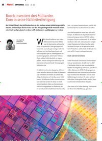 Titelbild der Ausgabe 31/2022 von Bosch investiert drei Milliarden Euro in seine Halbleiterfertigung. Zeitschriften als Abo oder epaper bei United Kiosk online kaufen.