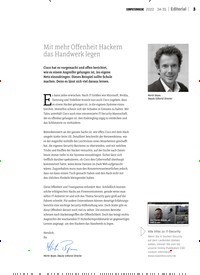 Titelbild der Ausgabe 34/2022 von Mit mehr Offenheit Hackern das Handwerk legen. Zeitschriften als Abo oder epaper bei United Kiosk online kaufen.