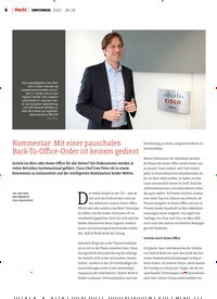 Titelbild der Ausgabe 38/2022 von Kommentar: Mit einer pauschalen Back-To-Office-Order ist keinem gedient. Zeitschriften als Abo oder epaper bei United Kiosk online kaufen.