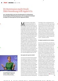 Titelbild der Ausgabe 47/2022 von EU-Kommission macht Druck: DMA-Verordnung trifft Apple & Co.. Zeitschriften als Abo oder epaper bei United Kiosk online kaufen.