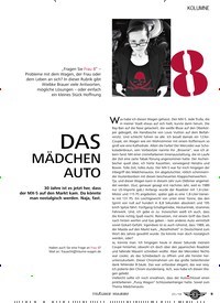 Titelbild der Ausgabe 1/2019 von KOLUMNE: 8: DAS MÄDCHEN AUTO. Zeitschriften als Abo oder epaper bei United Kiosk online kaufen.
