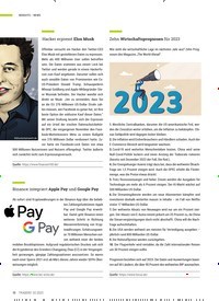 Titelbild der Ausgabe 2/2023 von Zehn Wirtschaftsprognosen für 2023. Zeitschriften als Abo oder epaper bei United Kiosk online kaufen.